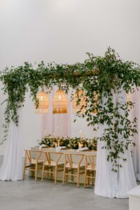 table setting for wedding editorial at Sound River Studios