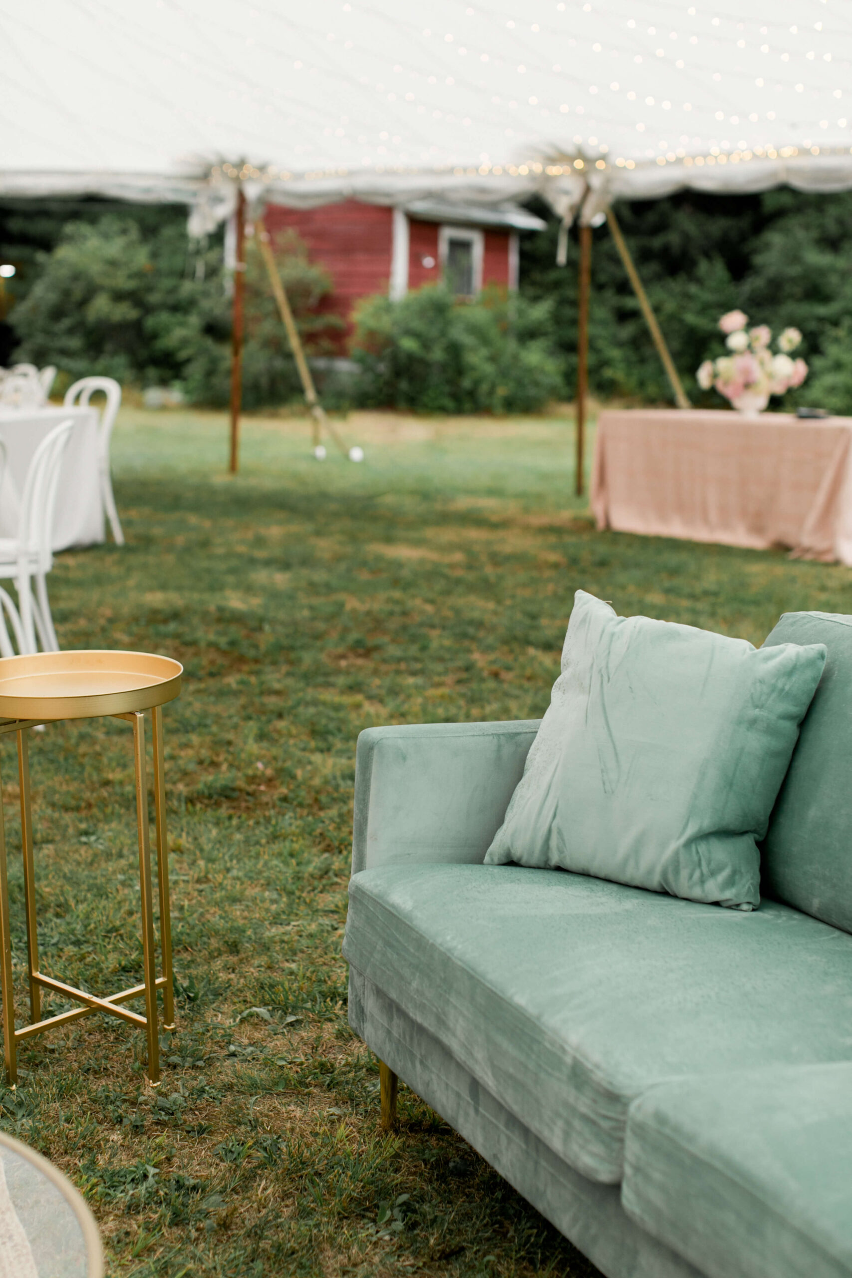 Sage Sofa at a wedding in Winsted CT